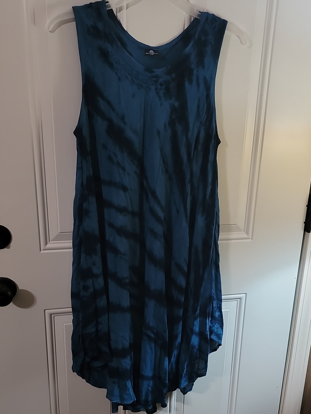 Advance Apparels Teal and Black Tie-Dye Midi Dress